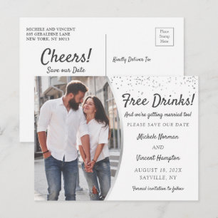 Postal Bebidas Gratuitas Plata Foto Casual Guardar La Fec