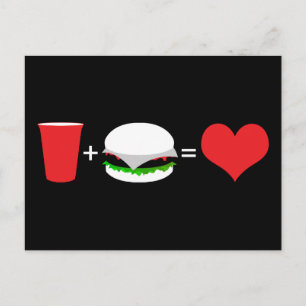 Postal bebidas + hamburguesas = amor