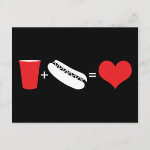 Postal bebidas + perritos calientes = amor