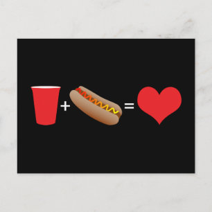 Postal bebidas + perritos calientes = amor
