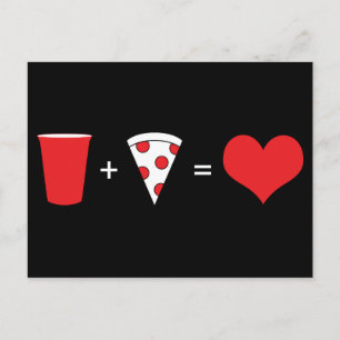 Postal bebidas + pizza = amor