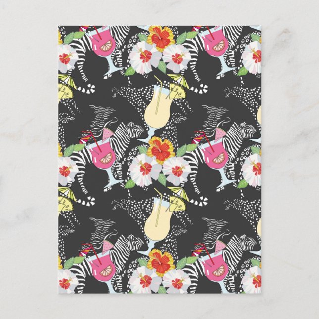 Postal Bebidas Tropicales Con Animales (Anverso)