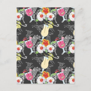 Postal Bebidas Tropicales Con Animales