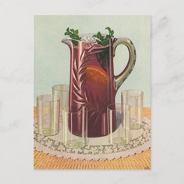 Postal Bebidas y bebidas de época, lanzador de Sangria (Anverso)