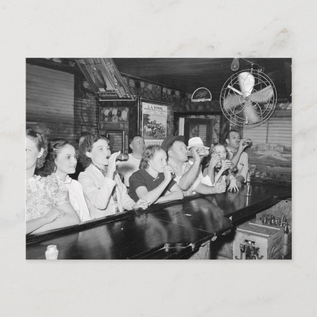 Postal Bebiendo en un bar de Louisiana, 1938 (Anverso)