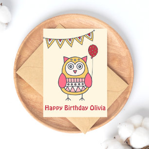 Postal Bechuza Cuta - Papel de cumpleaños de niños colori