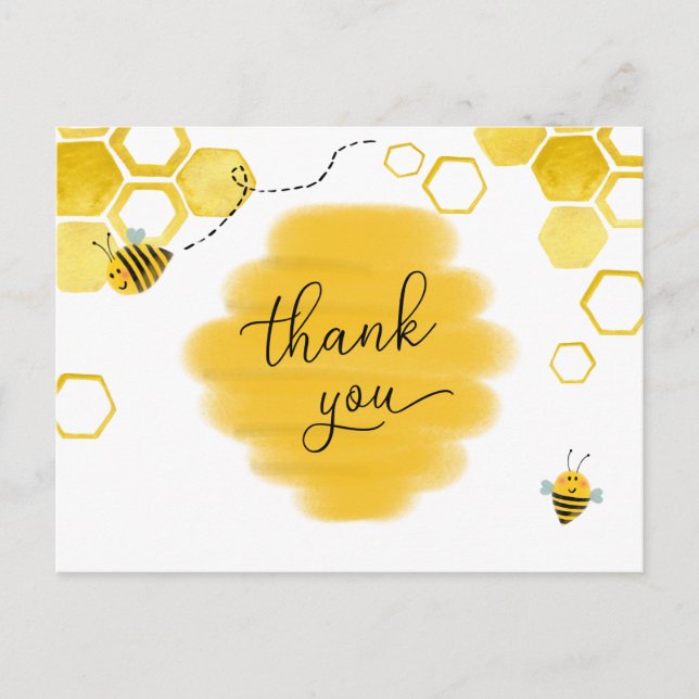 Postal Bee Baby Shower Gracias Postcard (Anverso)