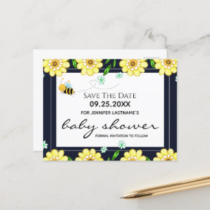 Postal Bee Baby Shower Guardar la fecha