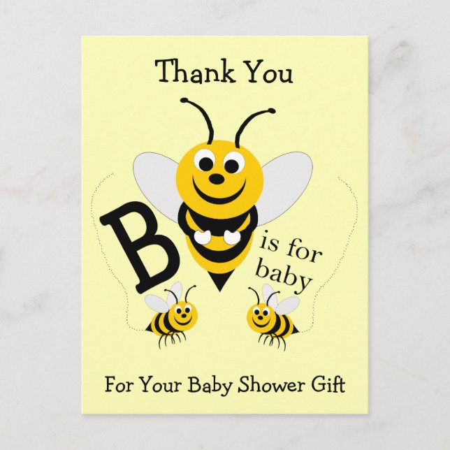 Postal Bee Design Baby Shower Gracias (Anverso)