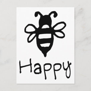 Postal Bee Happy - Cita con un gráfico de abejas