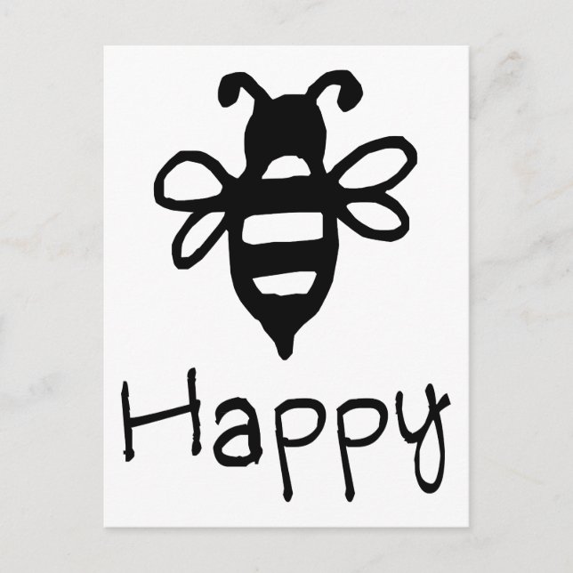 Postal Bee Happy - Cita con un gráfico de abejas (Anverso)