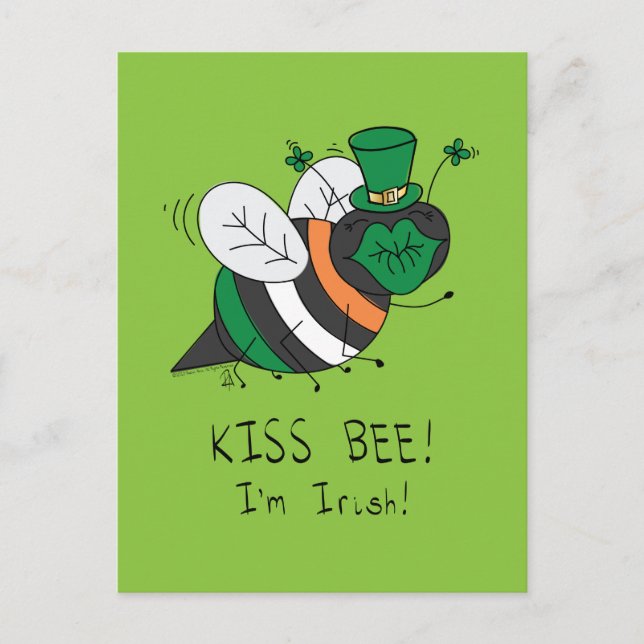 Postal Bee Irish Funny St. Patrick's Day (Anverso)