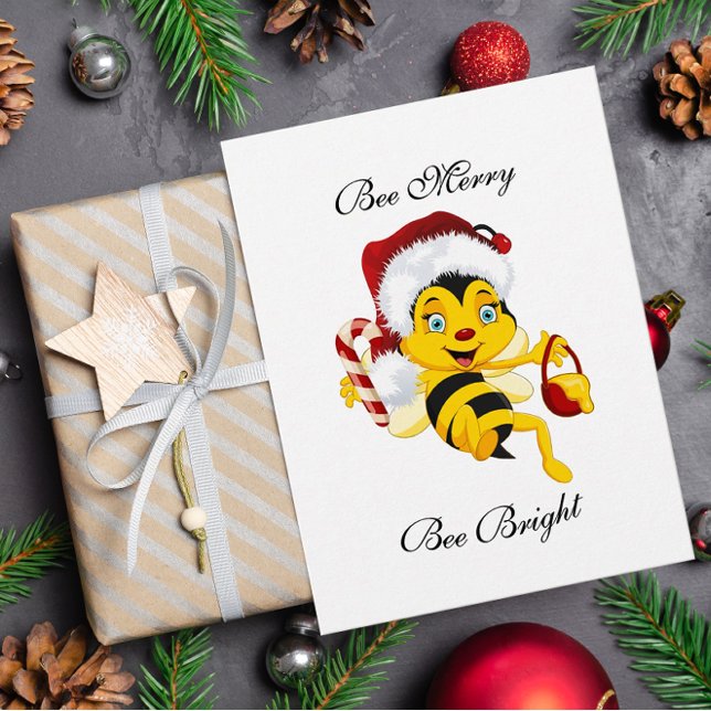 Postal Bee Merry Christmas Cartoon (Subido por el creador)