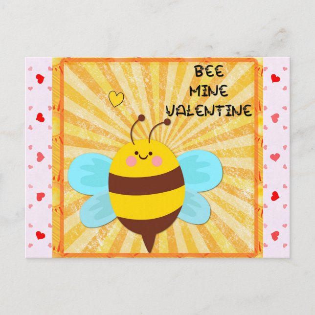 Postal Bee Mine Cute Feliz Día de San Valentín (Anverso)
