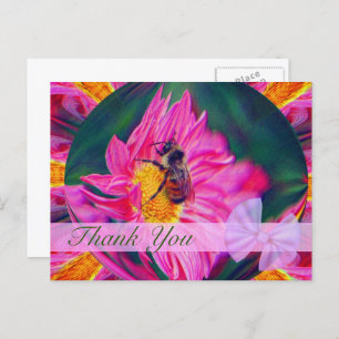 Postal Bee On Daisy Abstract Floral Gracias Postcard