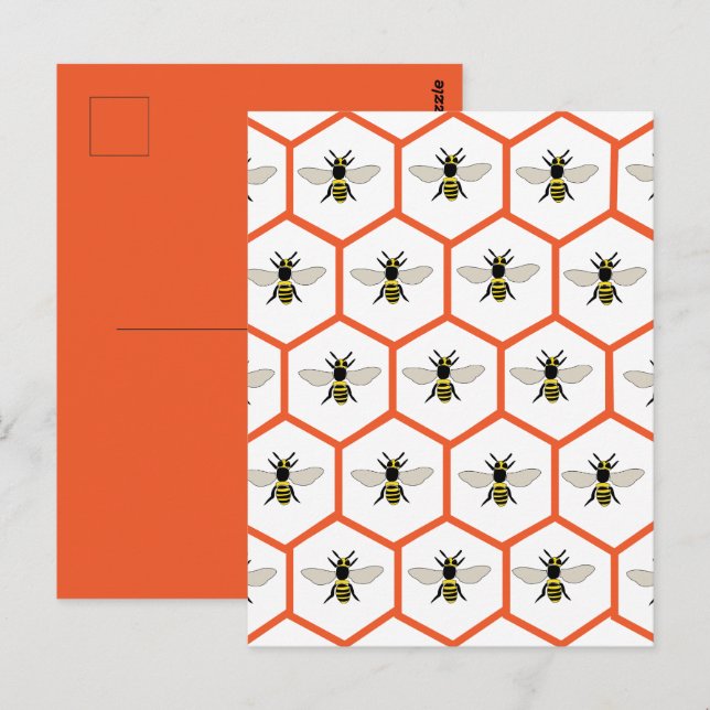 Postal Beekeeper de Honey Bee Honeycomb (Anverso / Reverso)