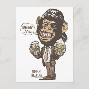 Postal Beer Me Chimp Pirate de Mudge Studios