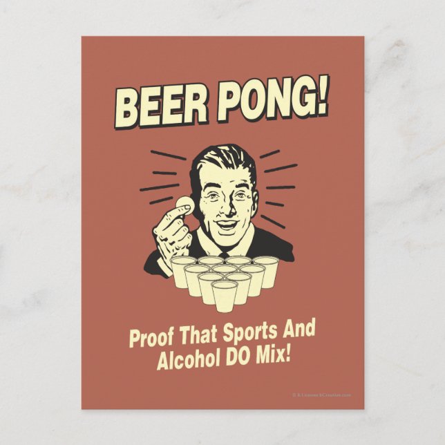 Postal Beer Pong: Prueba de la mezcla de alcohol y deport (Anverso)