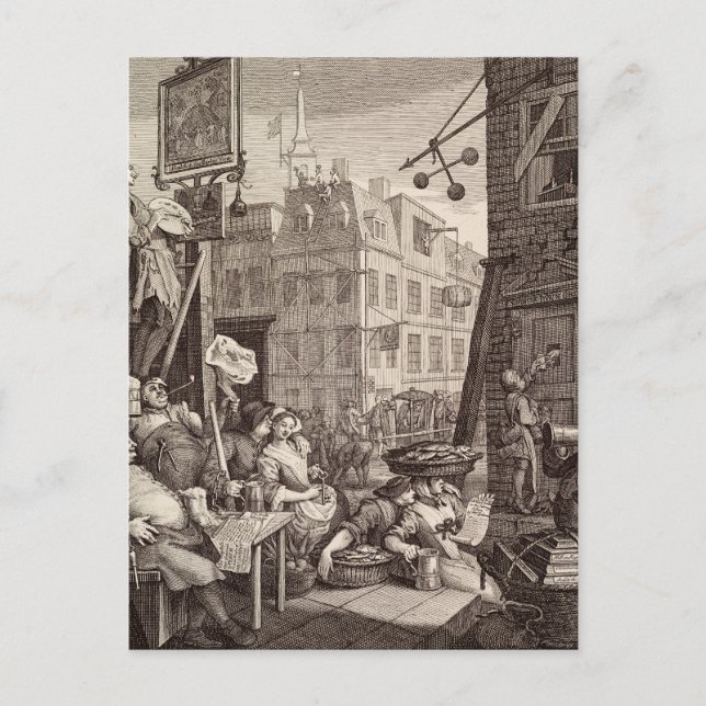 Postal Beer Street por William Hogarth (Anverso)