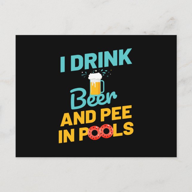 Postal Beer Y Pee En Las Piscinas Piscina (Anverso)