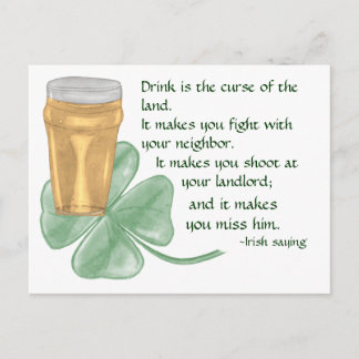 Postal Beer y Shamrock/Irish Saying