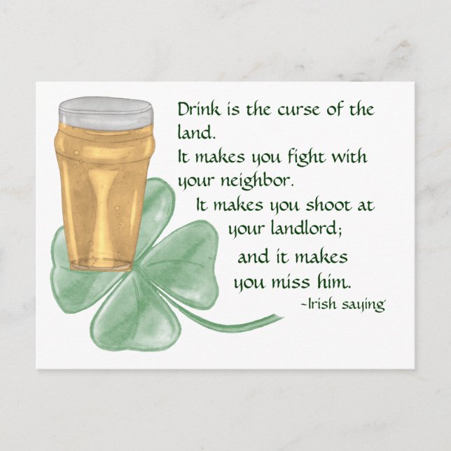 Postal Beer y Shamrock/Irish Saying (Anverso)