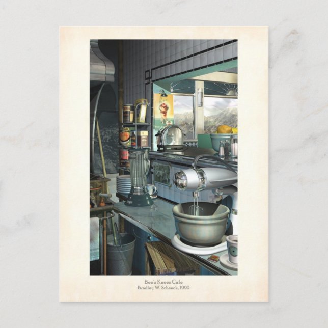 Postal Bees Knees Cafe Postcard (Anverso)