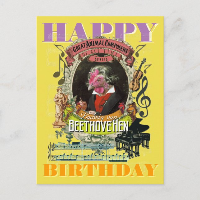 Postal Beethovehen Beethoven Feliz cumpleaños (Anverso)