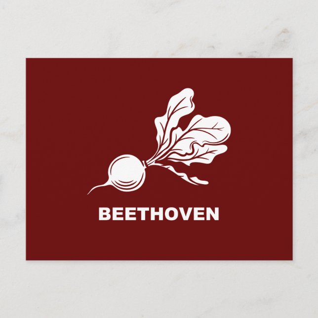 Postal Beethoven Beets Fun tipográfico, moderno minimalis (Anverso)