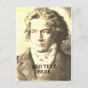 Postal Beethoven en Sepia Texto Personalizado