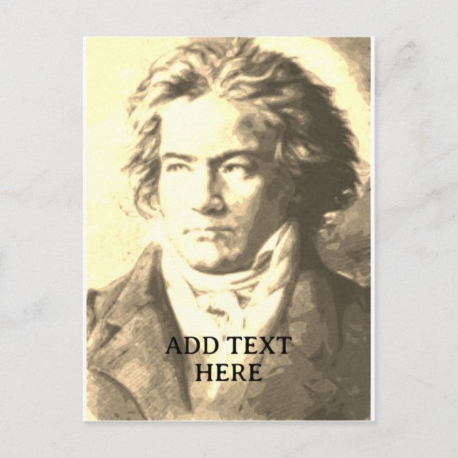 Postal Beethoven en Sepia Texto Personalizado (Anverso)