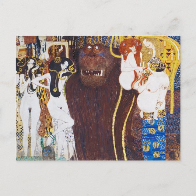 Postal Beethoven Frieze (detalle), Gustav Klimt (Anverso)