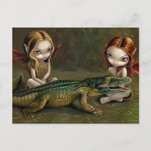 Postal "Befriending a Alligator" (Anverso)