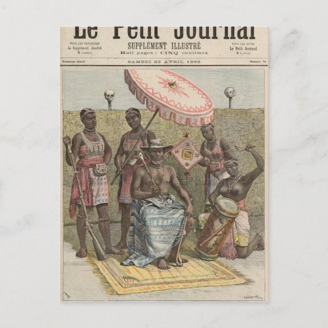 Postal Behanzin Rey de Dahomey (Anverso)
