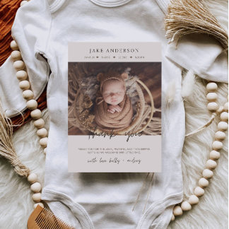 Postal Beige Baby Birth Photo Thank You Postcard