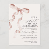 Beige Bow Sweet Dieciséis Aniversario Invitado