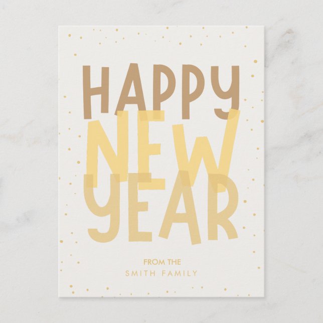 Postal Beige Feliz Año Nuevo (Anverso)