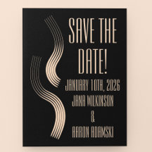 Beige-on-Black Streamline Moderne ahorra la fecha