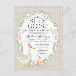 Postal Beige Silly Goose Floral Gingham Baby Shower