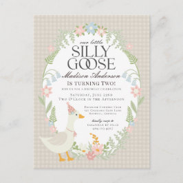Postal Beige Silly Goose Floral Gingham Birthday Party