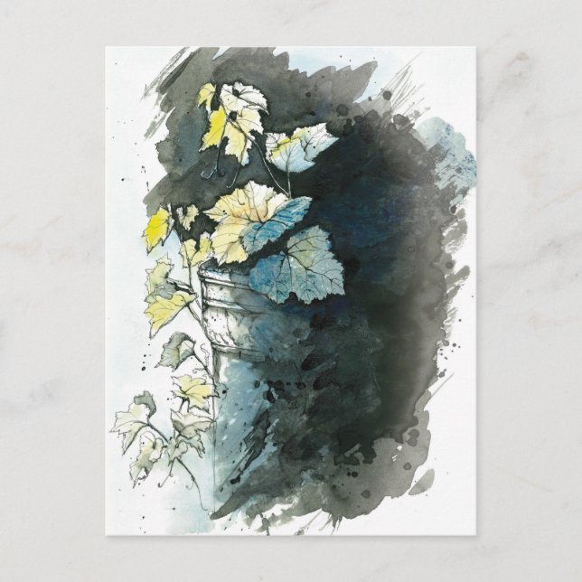 Postal Beileidskarte mit Weinrebe (Anverso)