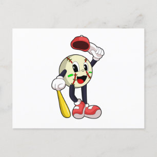 Postal Béisbol con bate de béisbol