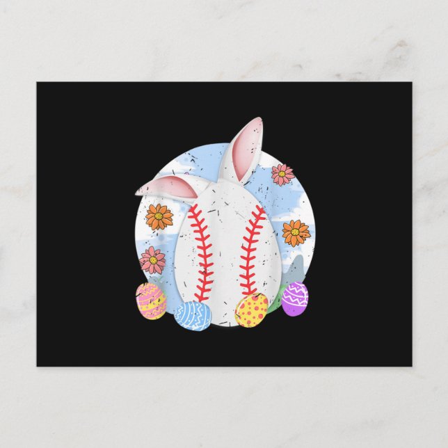 Postal Béisbol Conejo de Pascua Gracioso Conejo de Béisbo (Anverso)