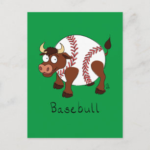 Postal Béisbol Cute Kids Personalizado Bull