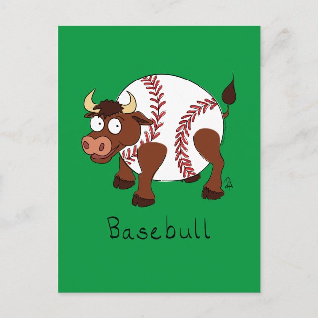 Postal Béisbol Cute Kids Personalizado Bull (Anverso)