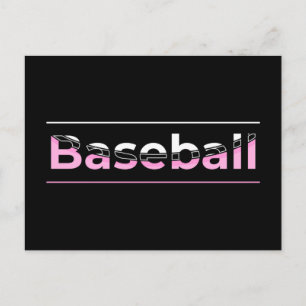 Postal Béisbol de niñas - Tipografía geométrica rosa