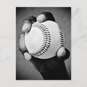 Postal béisbol en mano