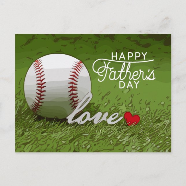 Postal Béisbol Feliz Día del Padre en verde con amor (Anverso)