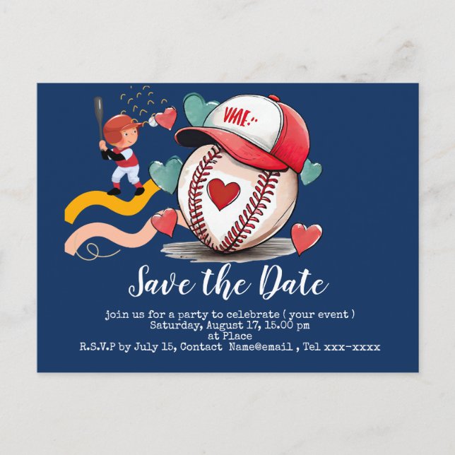 Postal Béisbol nos vemos el día de la boda con amor (Anverso)