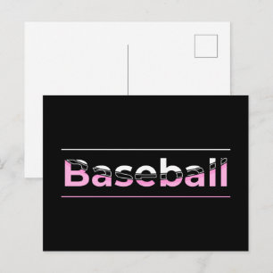 Postal Béisbol para niñas - Tipografía geométrica rosa